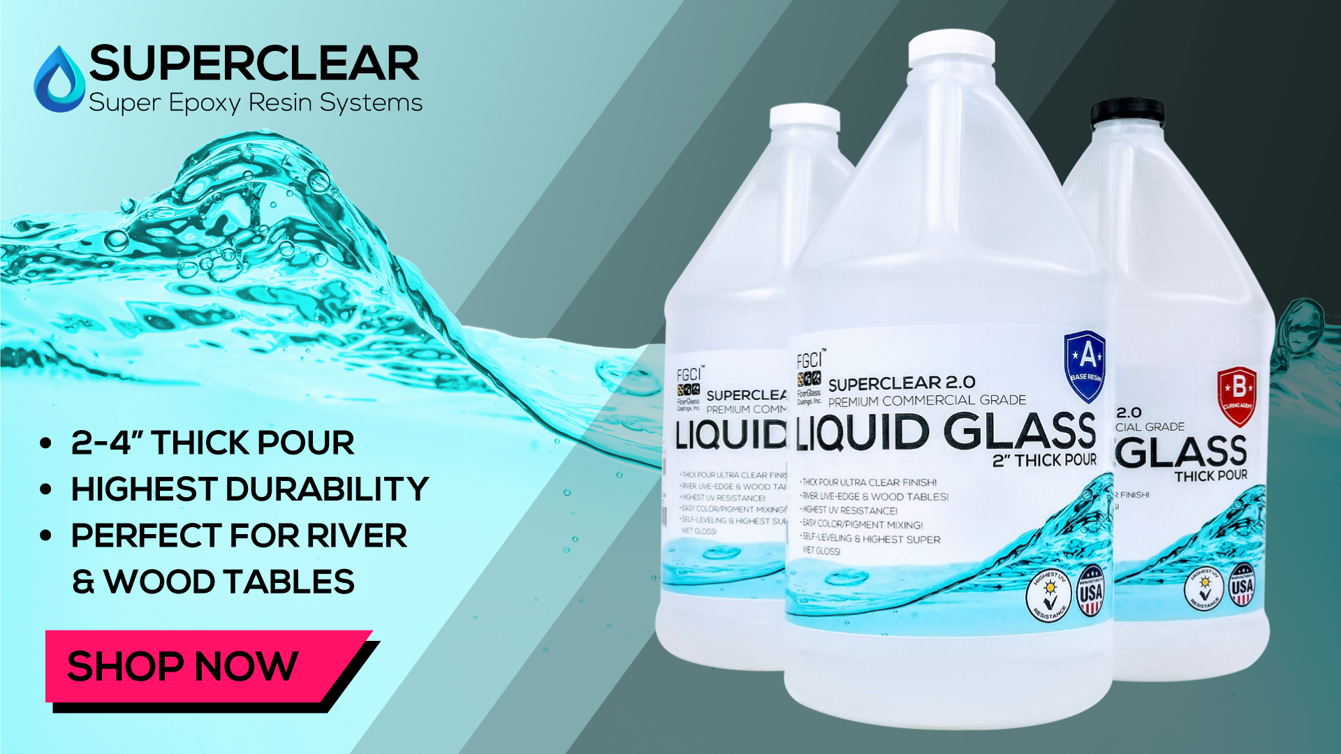 Superclear 2.0 Liquid Glass Deep Pour Epoxy Banner
