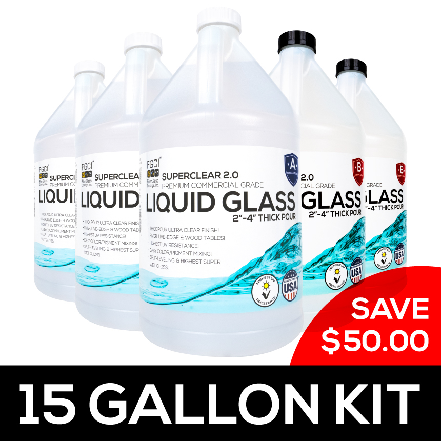 Liquid Glass 15 Gallon Bulk Epoxy Kit