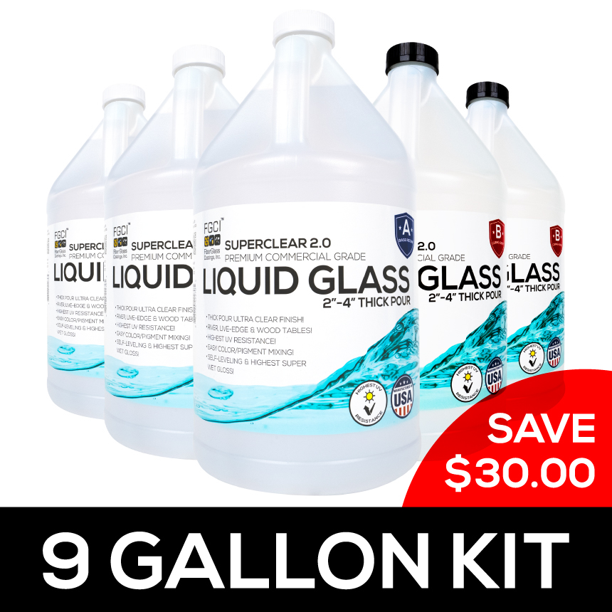 Liquid Glass 9 Gallon Bulk Epoxy Kit