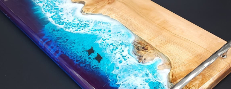 Ocean Resin Art Serving Tray