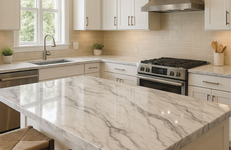 Superclear Epoxy Countertop White Faux Carerra