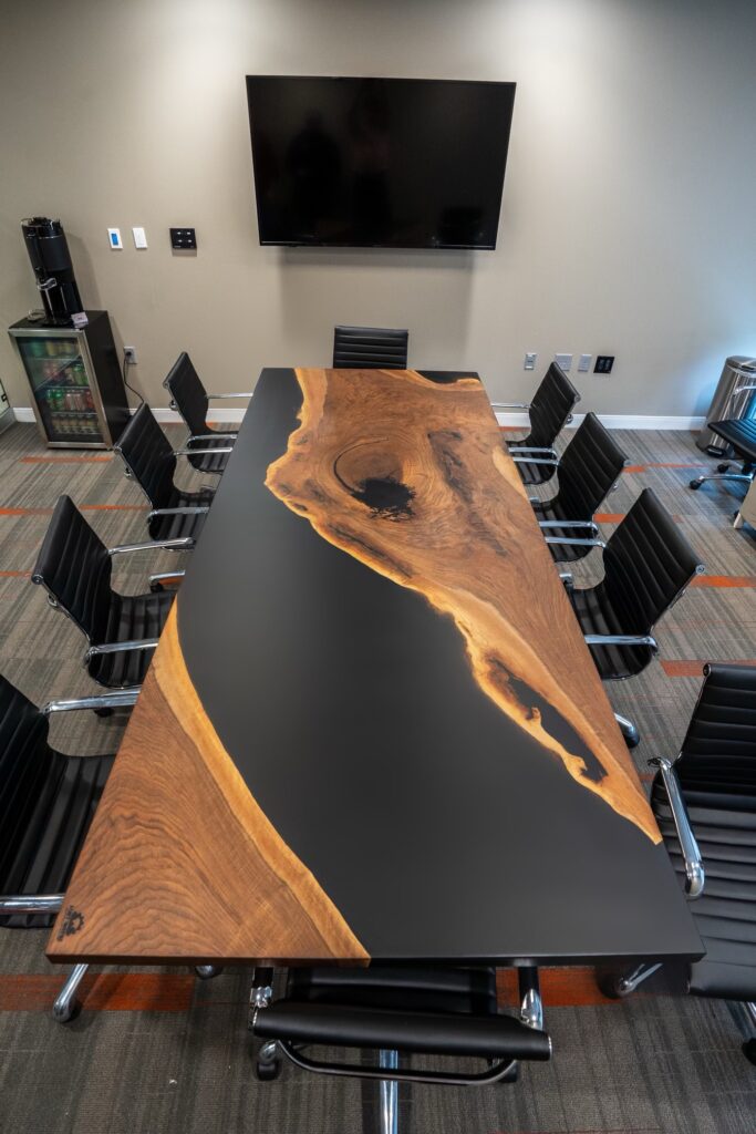 Huge Black Walnut with Black Epoxy Conference Room Table